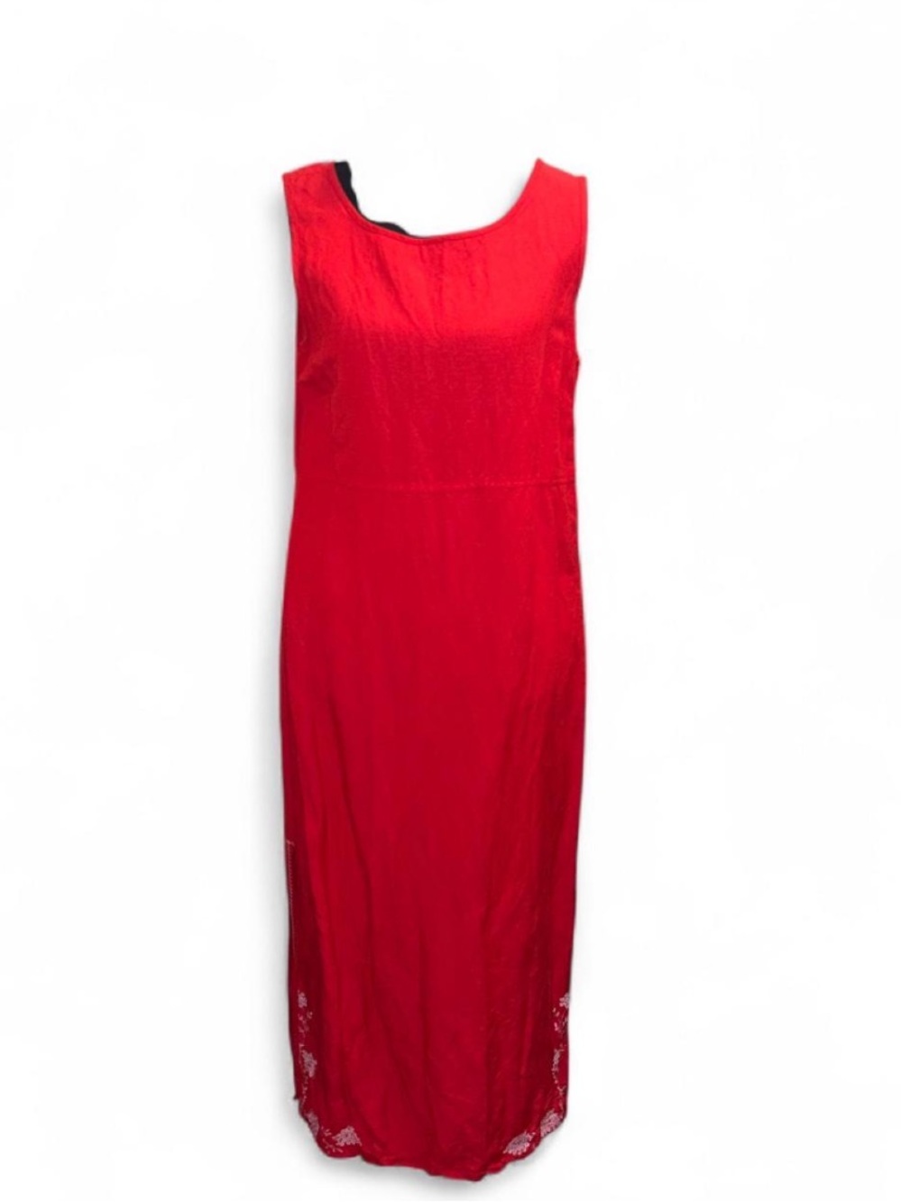 Sleeveless Red Maxi Dress with Scoop Neck